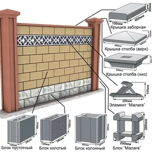 Все для заборов из бетонных блоков.