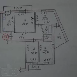 Большая 4 кк. с  крышной котельной,  рядом школа,  д.сад,  магазин,  речка