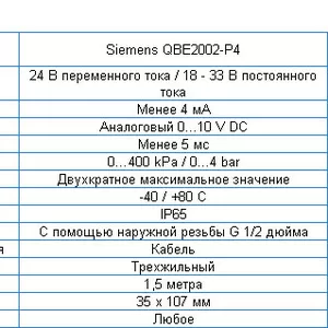 Датчик давления Siemens QBE2002-P4