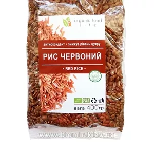 Рис красный цельнозерновой нешлифованный Organic food life 400 грамм