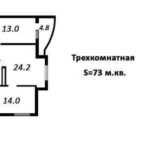 В продаже 3-х комнатная квартира 73 м кв.