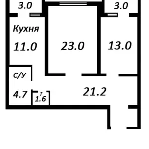 Уникальный проект. 2х комнатная квартира 82 кв метра